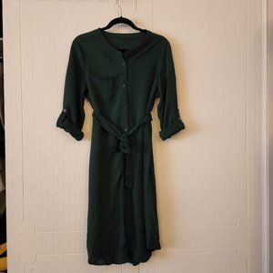 Milumia Women's Roll Tab Sleeve High Waist Belted Work Shirt Dress with Pocket